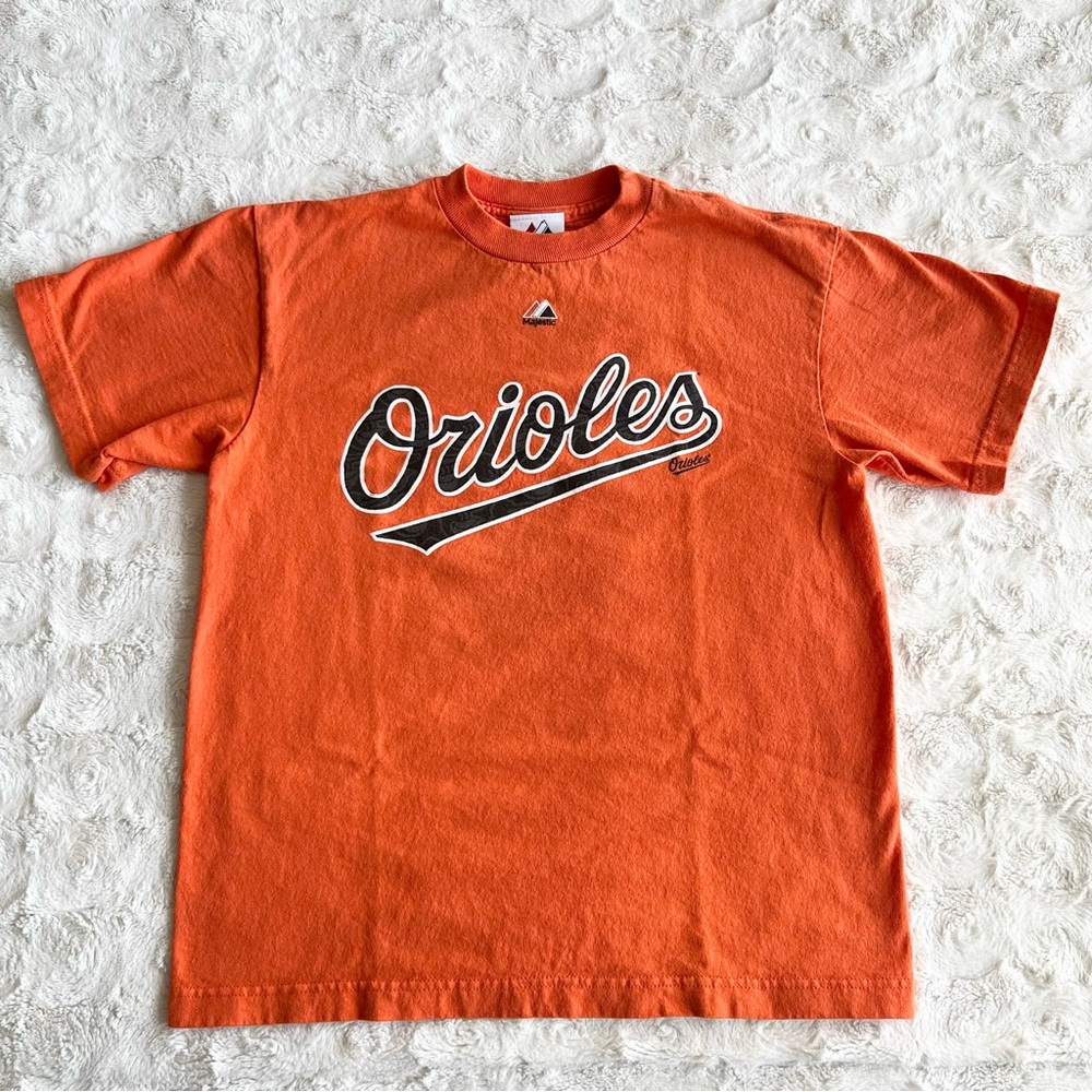 Baltimore Orioles Shirt Tee Youth Large Orange Majestic #19 Chris Crush Davis MD
